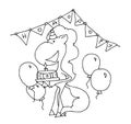 Coloring book for kids - unicorn. Black and white cute cartoon unicorns. Royalty Free Stock Photo